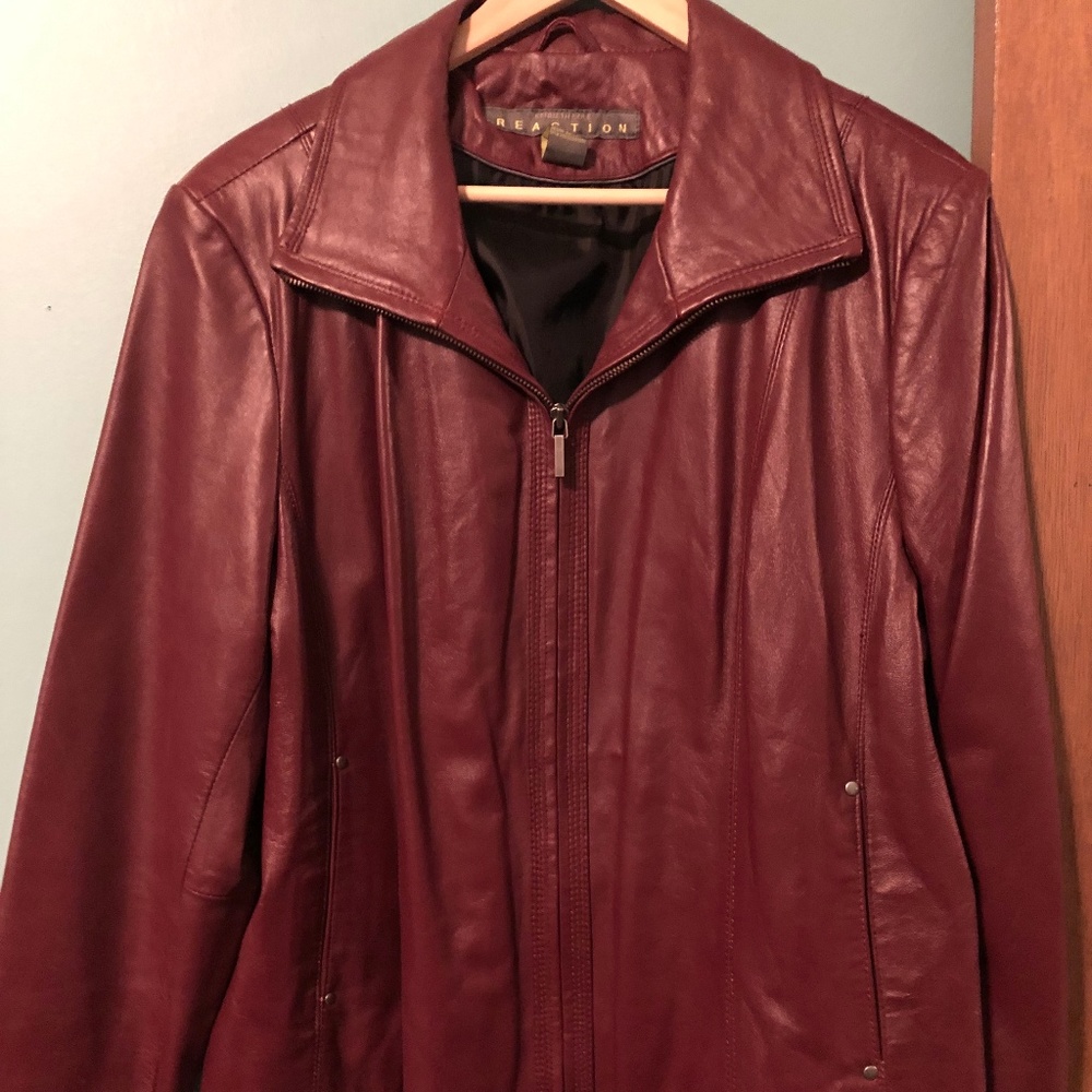 Red Leather Jacket - Gently Used Great Condition!!